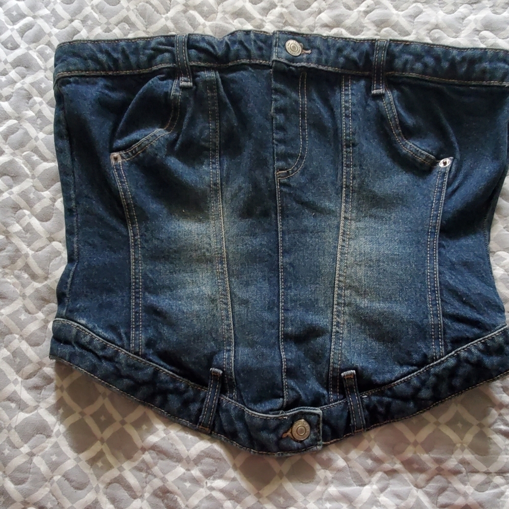 NWOT ZARA denim Bustier XL